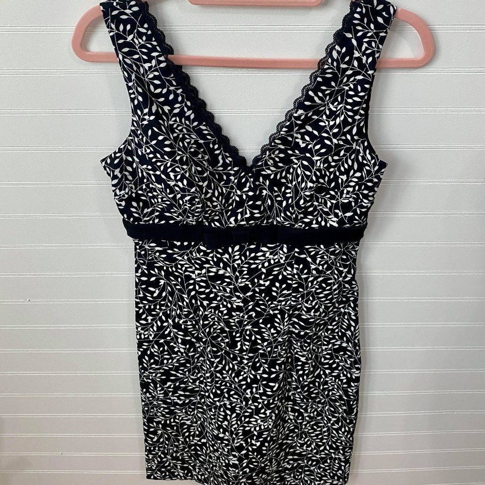 Connected Petite Black & White V-Neck Dress